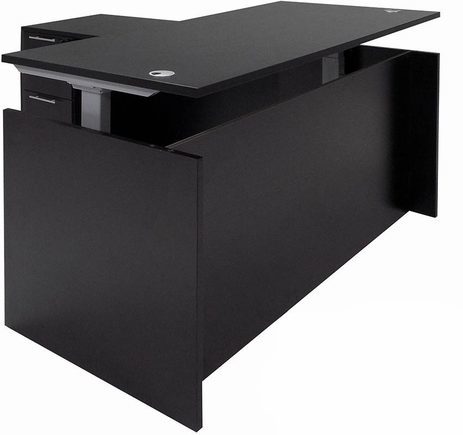 Black Adjustable Height Manager's L-Shaped Desk