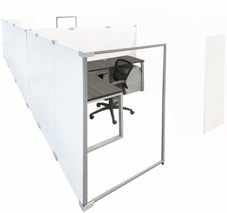 7.5'W x 15'D x 5'H Economy White Laminate Set of 2 Add-On Modular Offices