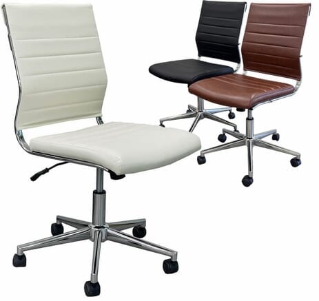 Padded Modern Classic Armless Leather Mid Back Chair in 3 Colors