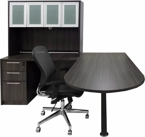 Charcoal Peninsula L-Shaped Desk w/48