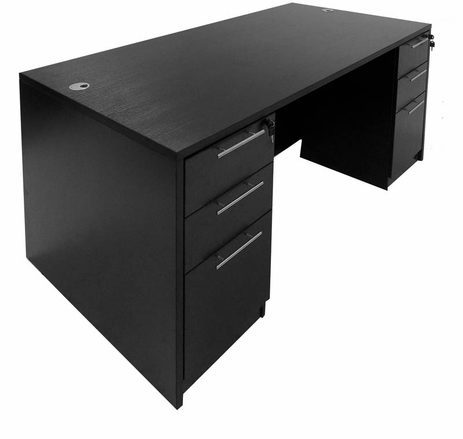 Black Rectangular Executive Desk w/6 Drawers