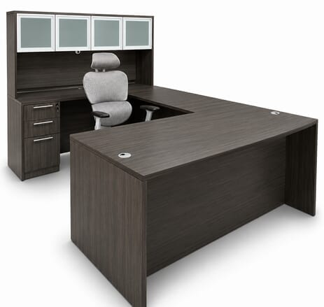 Charcoal Laminate Straight Front U-Workstation w/Hutch