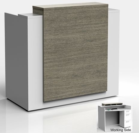 5'W Contrasts Custom Standing Height Reception Desk with Drawers