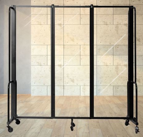 6'W x 6'H Clear Acrylic Folding Mobile Room Divider