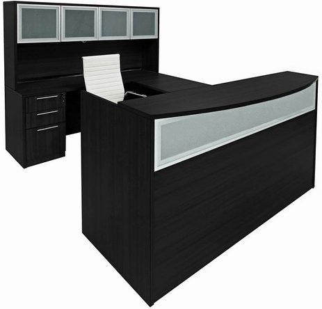 Black U-Shaped Reception Desk