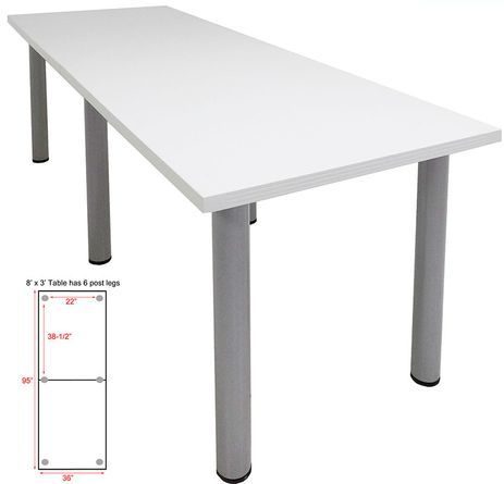 8' x 3' Post Leg Conference Table