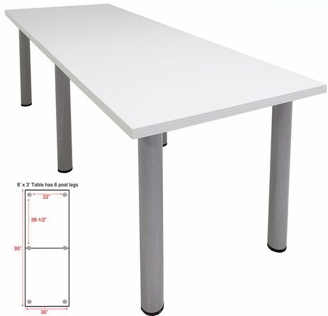 8' x 3' White Conference Table