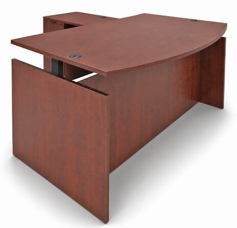 Cherry Adjustable Height Bow Front L-Shaped Desk
