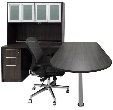 Charcoal Peninsula L-Shaped Desk w/48