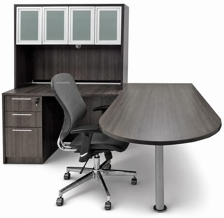Charcoal Peninsula L-Shaped Desk w/48
