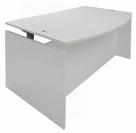 White Adjustable Height Bow Front Desk