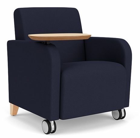 Siena Guest Chair w/ Casters & Swivel Tablet in Standard Fabric or Vinyl
