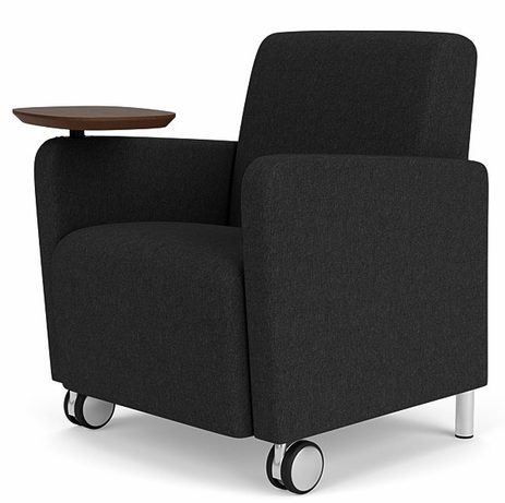 Ravenna Guest Chair w/ Casters & Swivel Tablet in Upgrade Fabric or Healthcare Vinyl