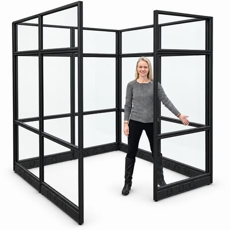 6' x 6' x 7'H Clear Glass Modular Office w/ Black Frame - Starter Cubicle