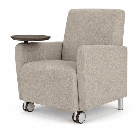 Ravenna Guest Chair w/ Casters & Swivel Tablet in Upgrade Fabric or Healthcare Vinyl
