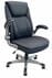 Black Top Grain Leather Desk Chair with Flip Up Arms & Height Adjustable Headrest