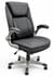 Black Top Grain Leather Desk Chair with Flip Up Arms & Height Adjustable Headrest