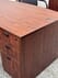 Cherry Laminate Bow Front Desk w/Six Drawers
