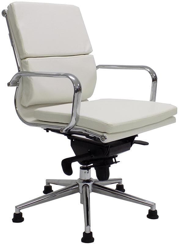 Leather Soft Pad Swivel Guest Chair on Glides