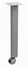 28&quotH Round Metal Table Leg in Silver with Locking Wheel - Single Leg