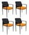 Set of 4 Mesh Stacking Chairs with Orange Seats