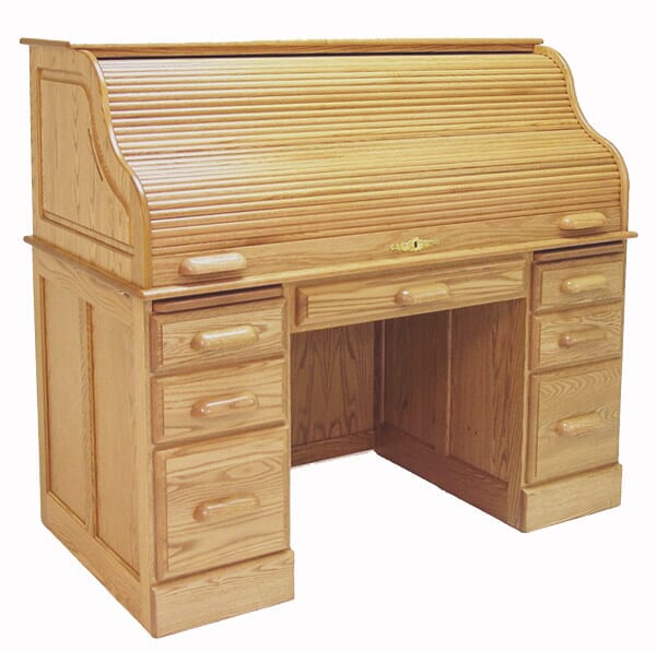 54"W Deluxe Solid Oak Roll Top Desk Made in USA