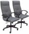 Set of 2 High Back Conference Room Chairs in Faux Leather in Gray