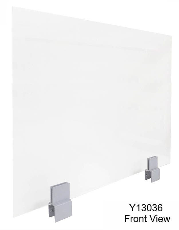 24"W x 24"H Clamp On Cubicle Sneeze Guard for 1.25" 2.5" Thick