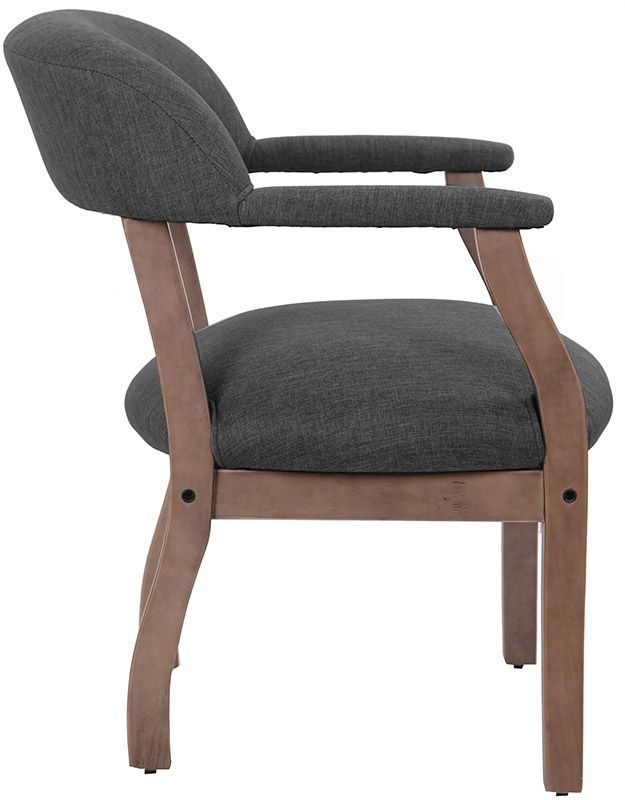 Slate Grey Linen Guest Chair with Wood Frame