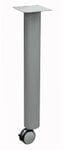 28&quotH Round Metal Table Leg in Silver with Locking Wheel - Single Leg