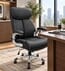 Black Genuine Cowhide Leather Executive Desk Chair with Flip Up Arms