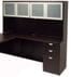 Mocha U-Shaped Reception Desk w/Frosted Glass Panel & Hutch