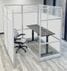 6' x 6' x 7'H White Laminate Modular Office with Clear Glass Front - Starter Cubicle