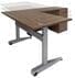 Pneumatic Lift Height Adjustable Managers L-Desk in Modern Walnut