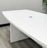 8' White Boat Shaped Table w/6 Black LineaForm Mesh Chairs