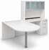 White Peninsula L-Shaped Desk w/48
