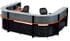 U-Shaped 2-Person Glass Top Reception Desk in Cherry