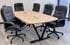 8' Beaumont Steel V-Leg Conference Table with 6 Black Leather PlushTuft Chairs Set