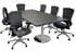 8' x 4' Charcoal  Rectangular Table w/Chrome Bases and 6 Gray Linen Chairs - Conference Set