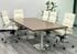 8'x4' Modern Walnut Rectangular Conference Table w/White Soft Pad Leather Chairs