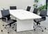 8' White Boat Shaped Table w/6 Mesh Chairs with 6 Black Modern Classic Chairs