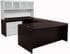 Mocha Bow Front Conference U-Desk w/Glass Door Hutch