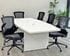 8' White Boat Shaped Table w/6 Mesh Chairs with Flip Up Arms in Gray or Black