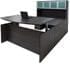 Adjustable Height Bow Front U-Shaped Desk w/Hutch in Charcoal