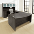 Charcoal Woodgrain Laminate Conference U-Shaped Workstation w/Hutch