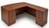 Cherry Laminate Bow Front L-Shaped Desk w/ 6 Drawers