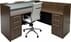 Rectangular Modern Walnut L-Shaped Reception Desk w/Frosted Glass Panel