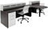 Emerge Glass Top 2-Person Shared Peninsula Reception Desk w/Drawers & LED Lights 