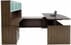 Adjustable Height Bow Front U-Shaped Desk w/Hutch in Modern Walnut