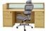 Maple Rectangular Reception Desk w/Frosted Glass Panel